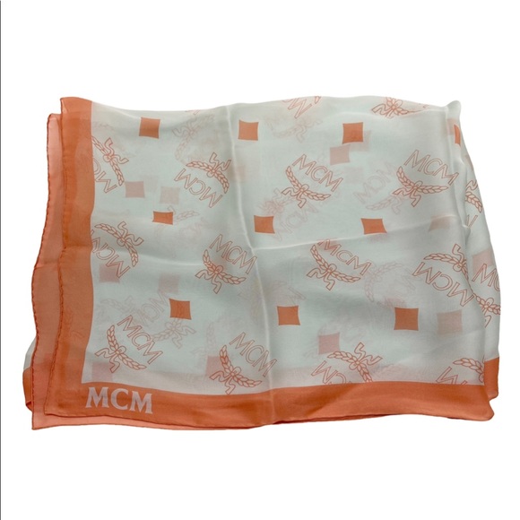 MCM Silk Logo Moonlight Jade Summer Scarf Summer Shawl - Picture 6 of 14